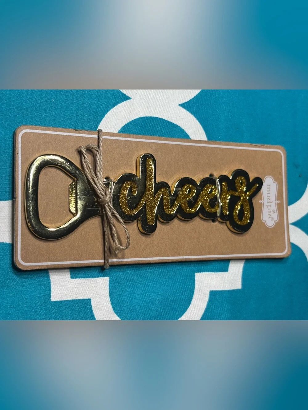 New Mud Pie Gold Glitter 'cheers' Bottle Opener Keychain